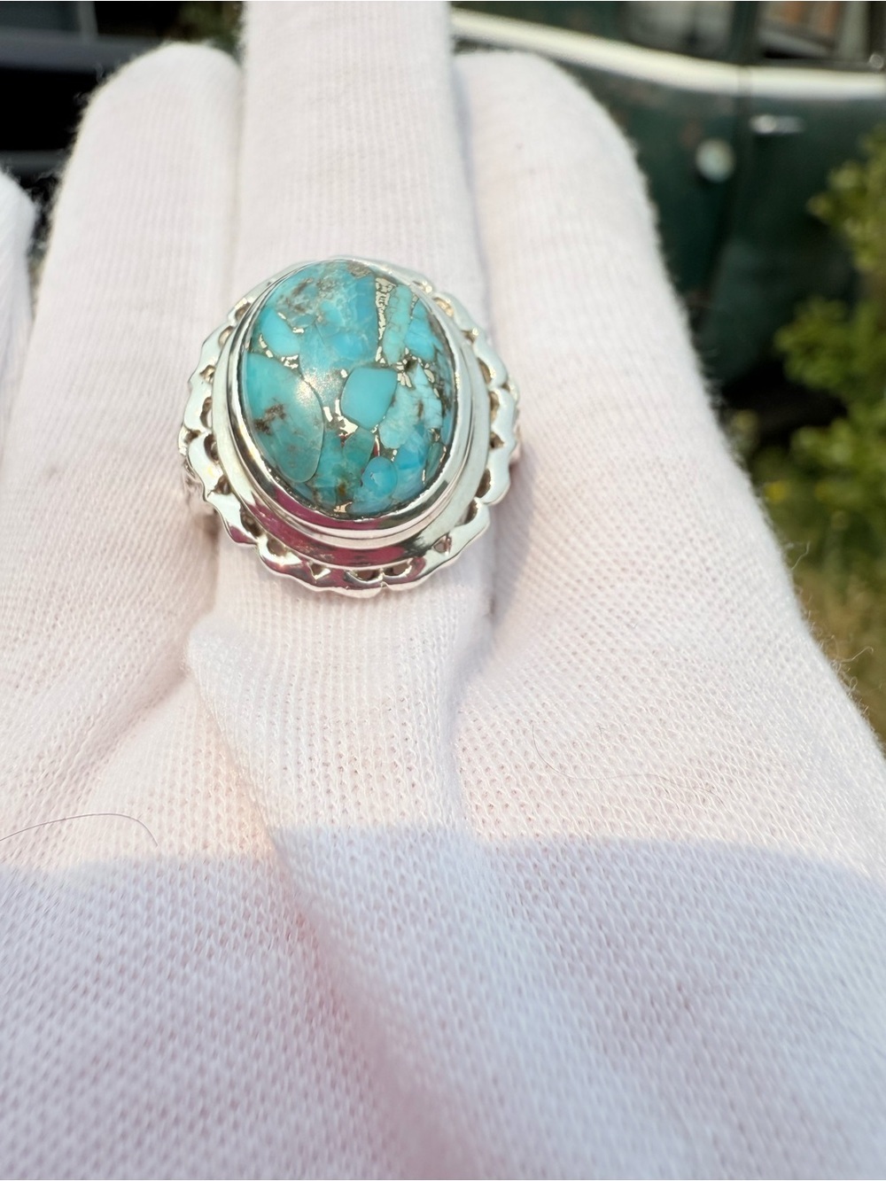 Sterling Silver Turquoise Statement Ring - Blue Turquoise - Picture 16 of 16